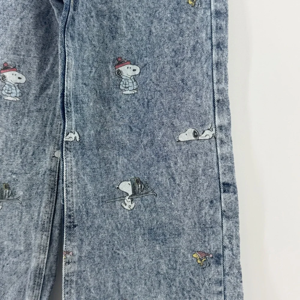 Justice Girls Peanuts Snoopy Wide Leg Acid Wash Jeans‎ Light Blue Size 6 460781